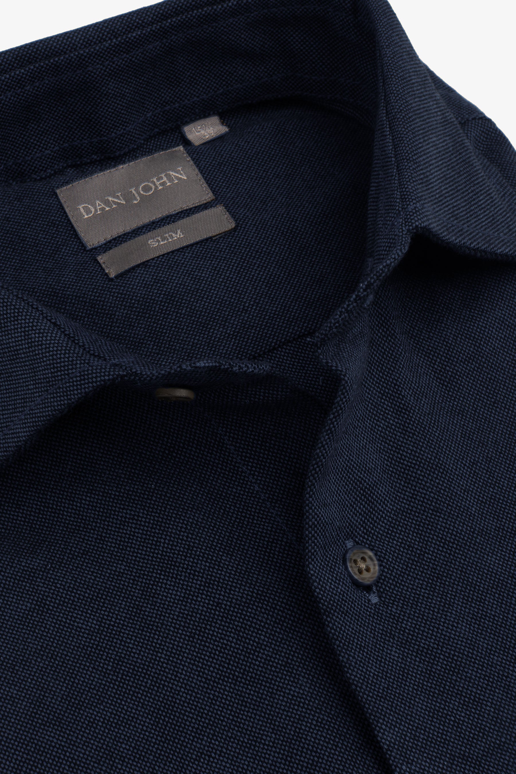 Camicia micro oxford blu slim-Dan John