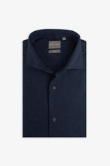 Camicia micro oxford blu slim-Dan John