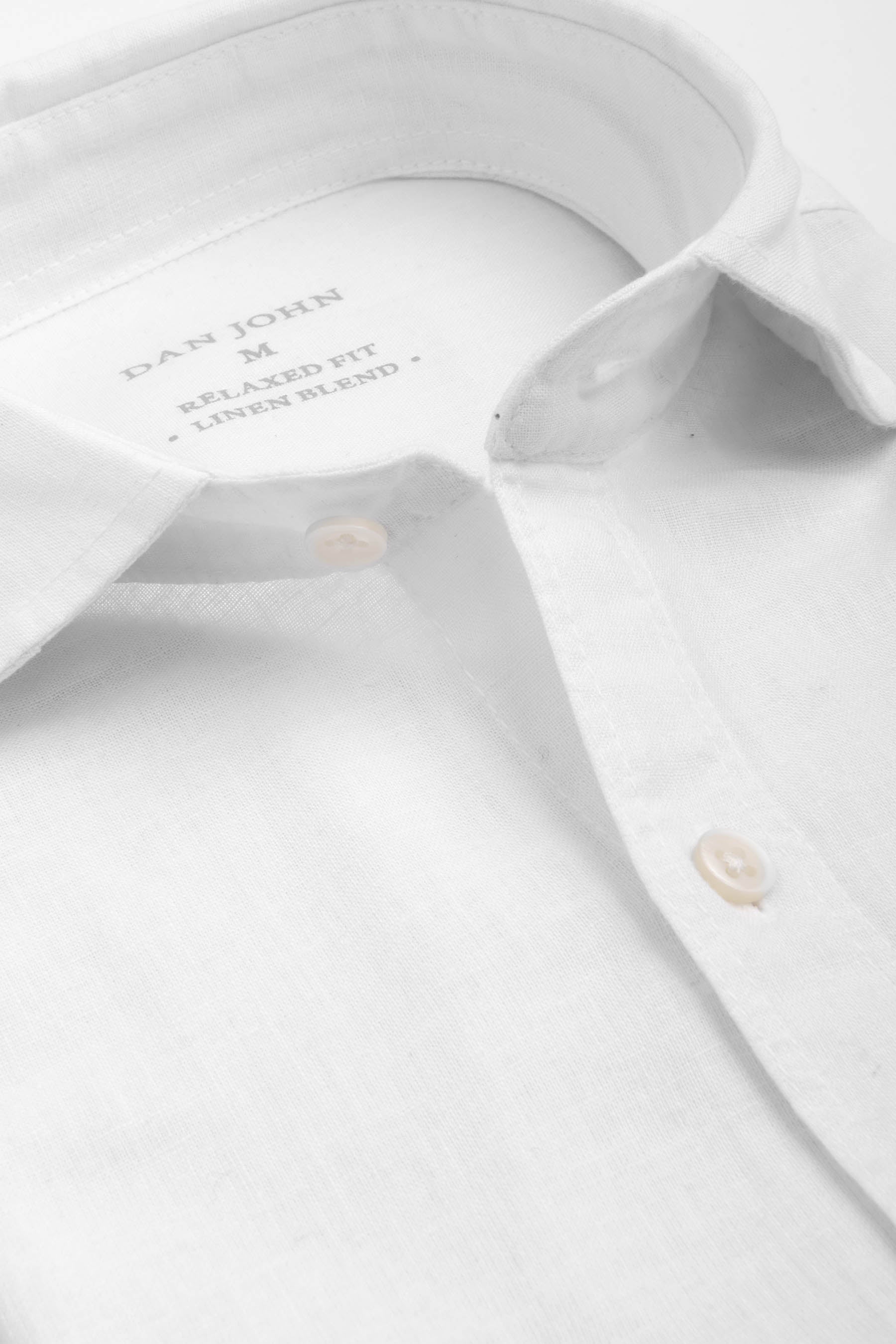 Camicia misto lino con tasche sul petto bianca-Dan John