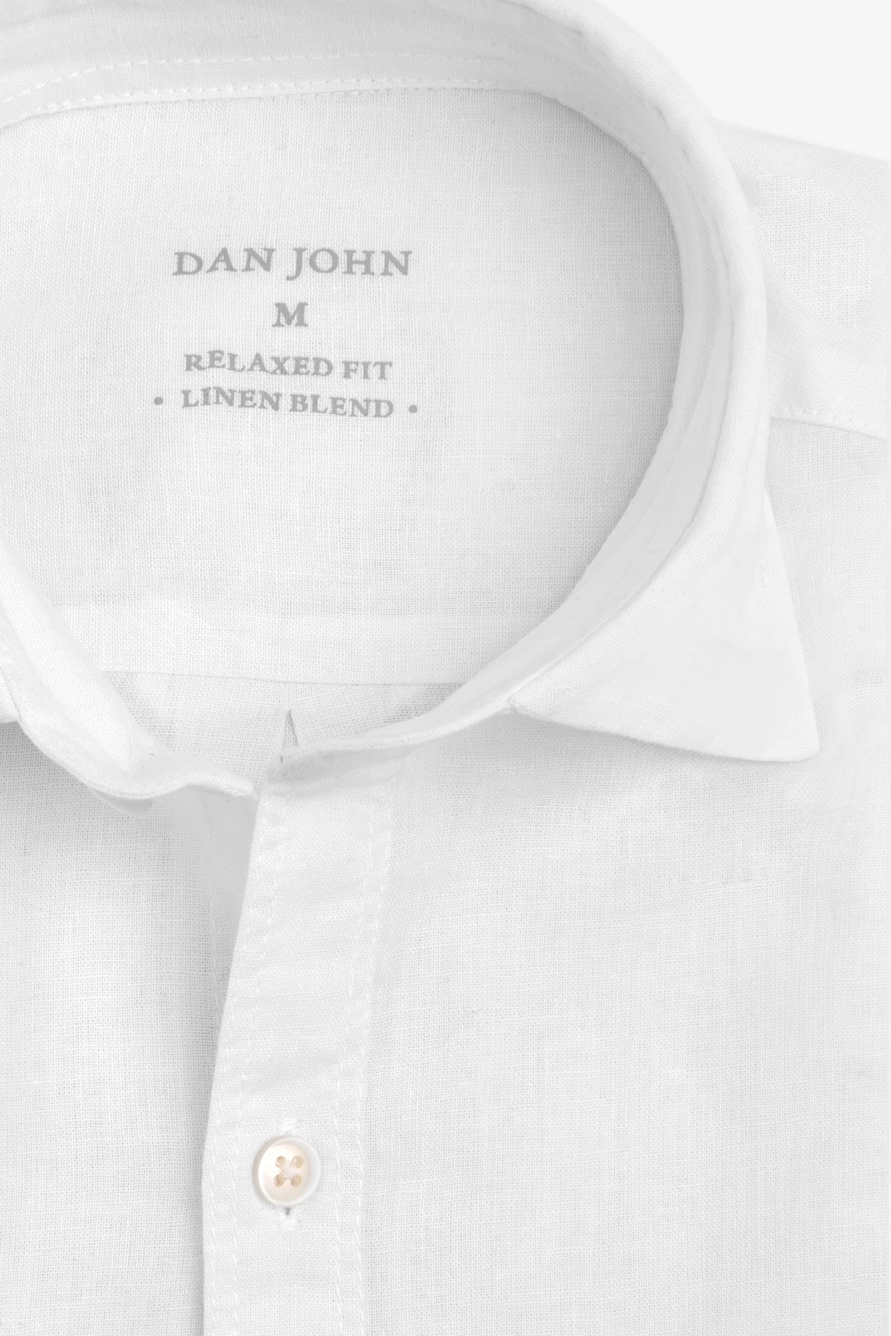 Camicia misto lino con tasche sul petto bianca-Dan John