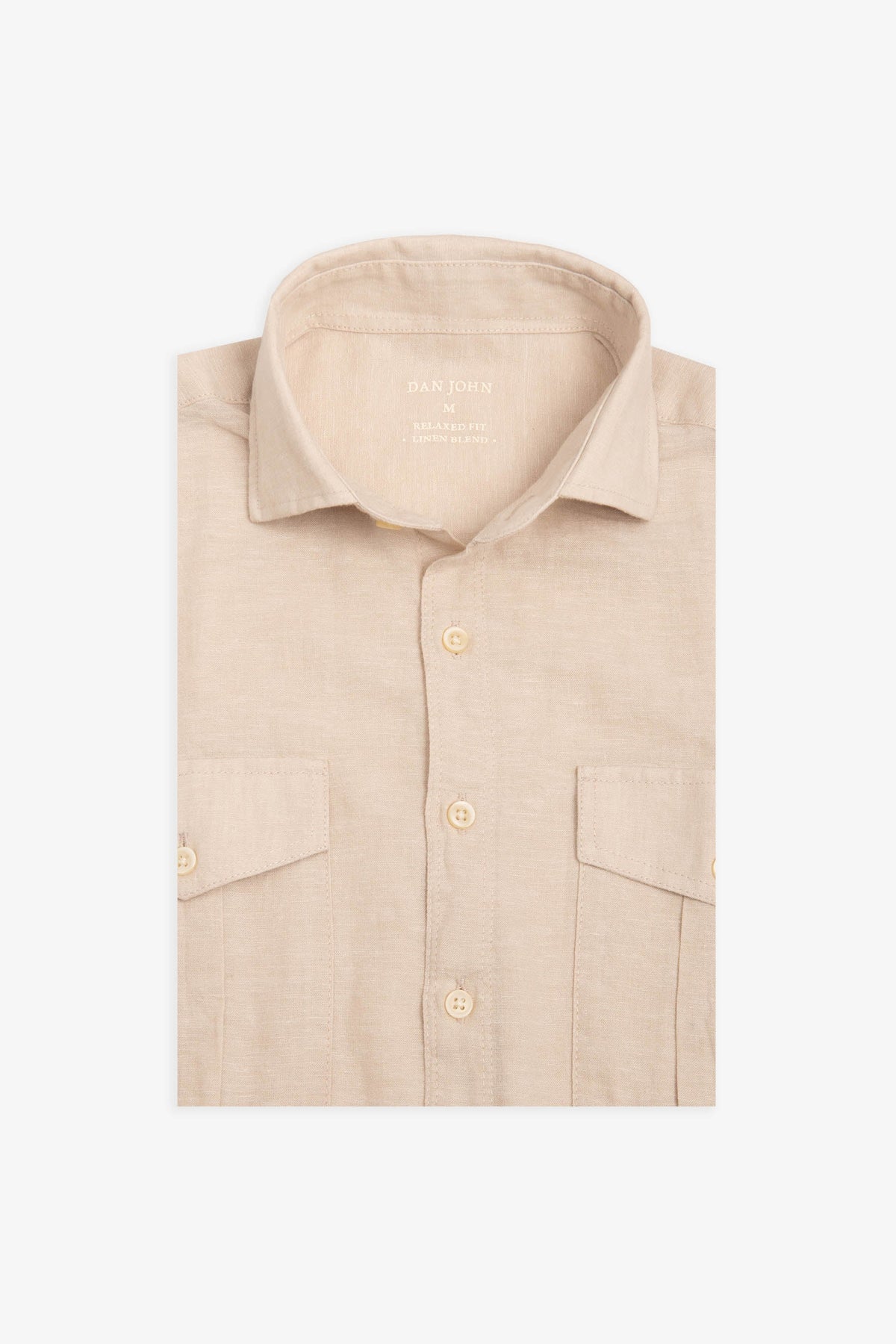 Camicia misto lino con tasche sul petto sabbia-Dan John