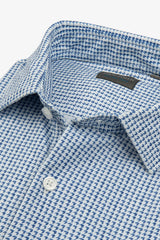 Camicia pied de poule celeste-Dan John