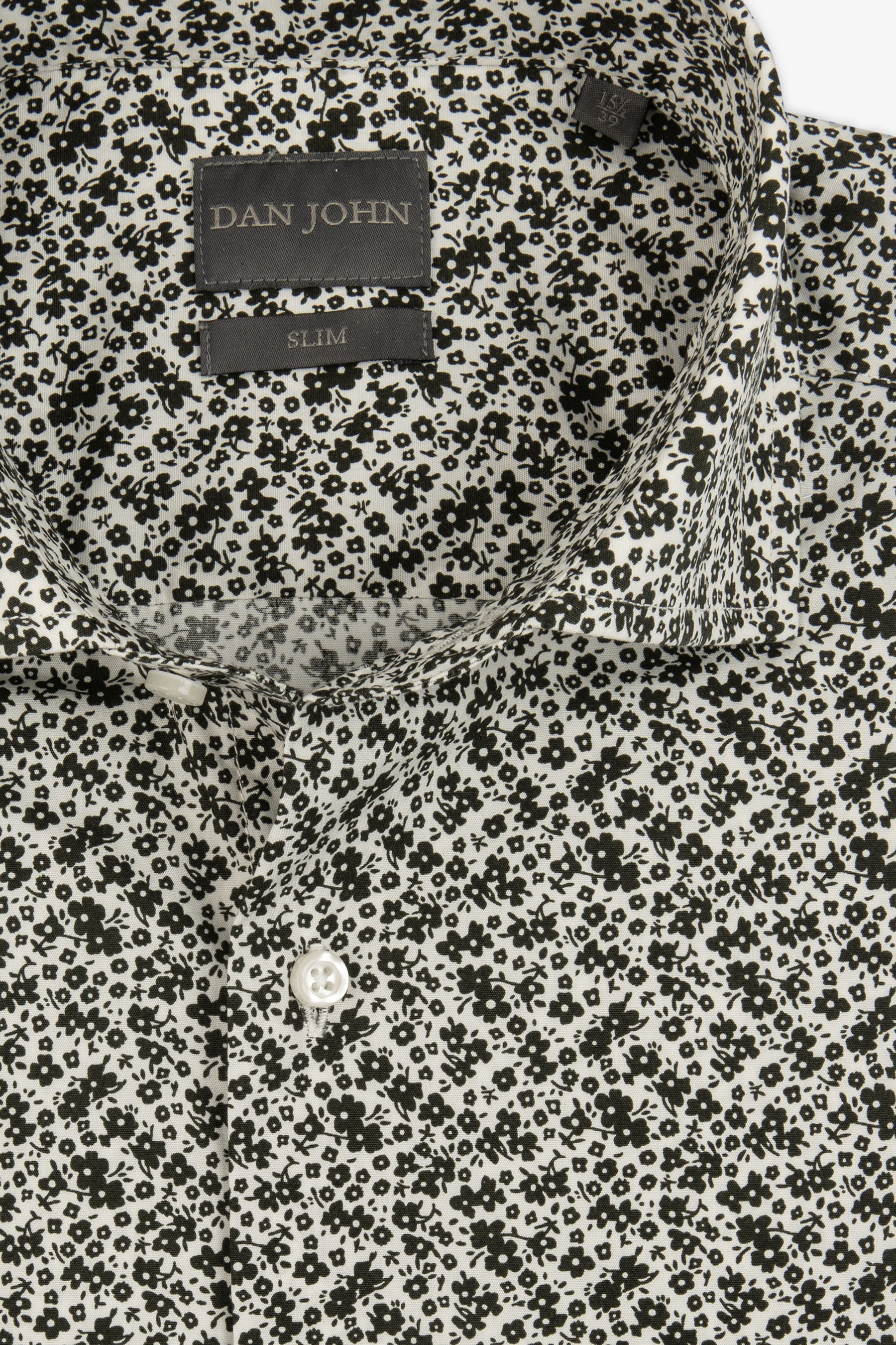 Camicia stampa fiore slim panna-Dan John