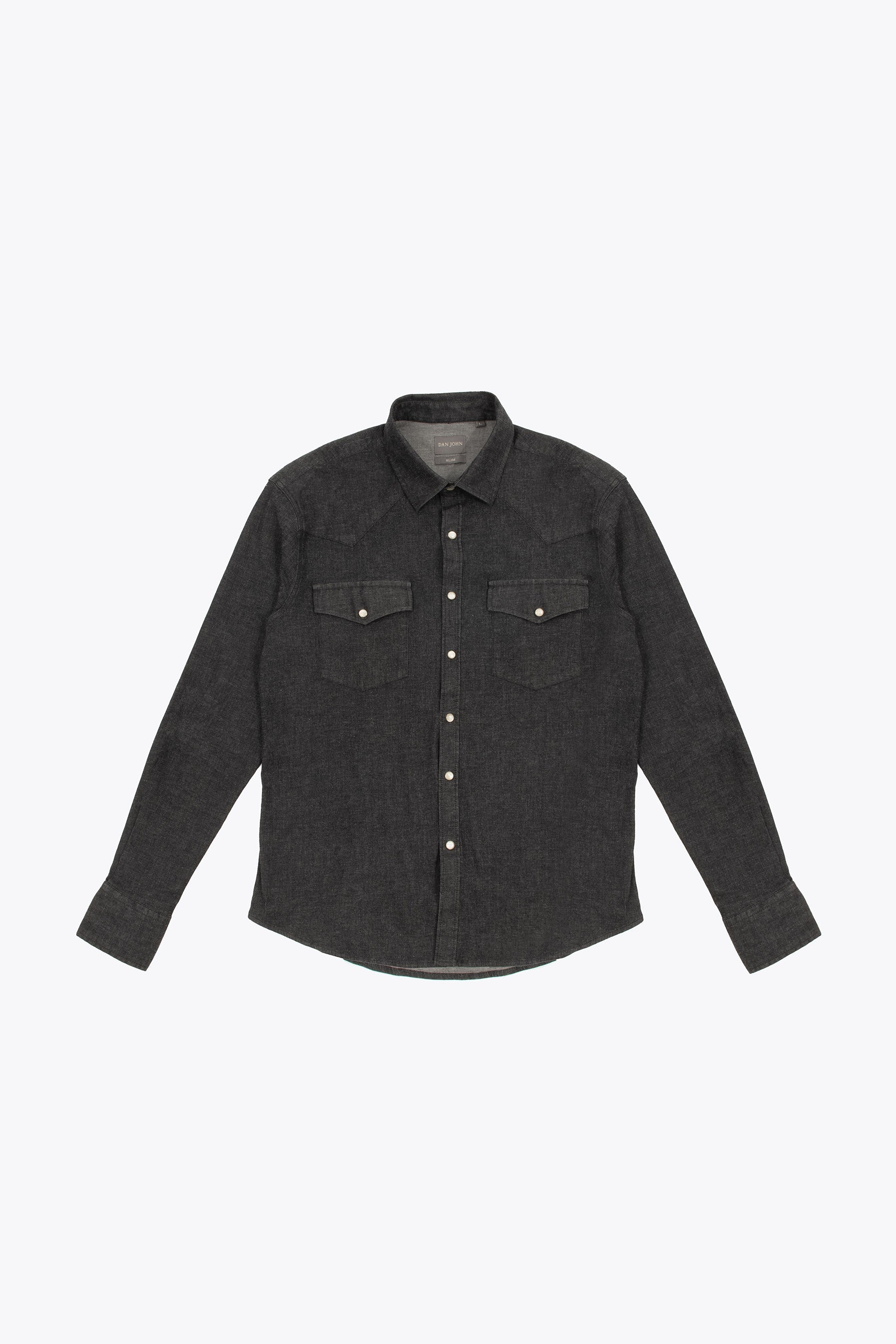 Camicia western in denim nero-Dan John