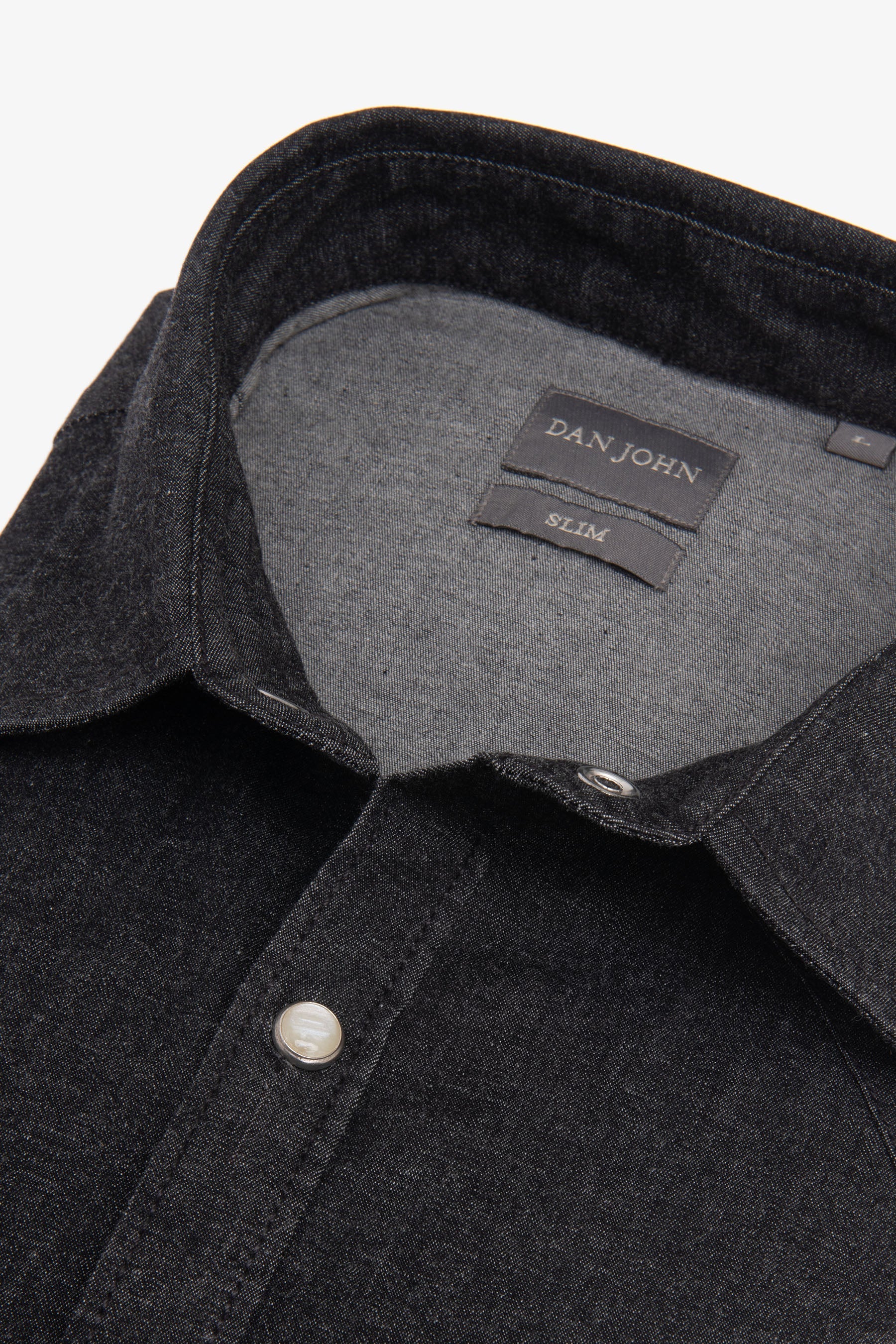 Camicia western in denim nero-Dan John