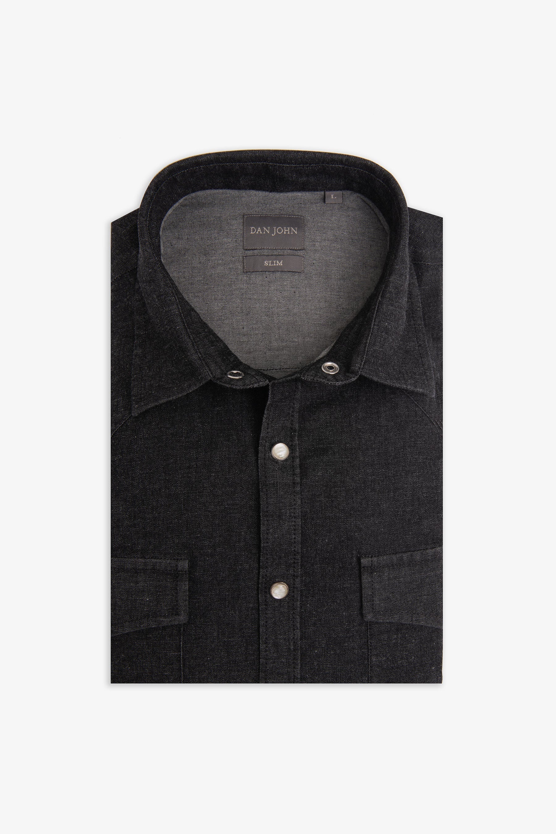 Camicia western in denim nero-Dan John