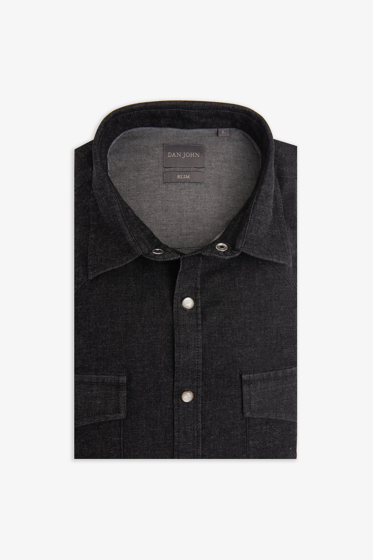 Camicia western in denim nero-Dan John