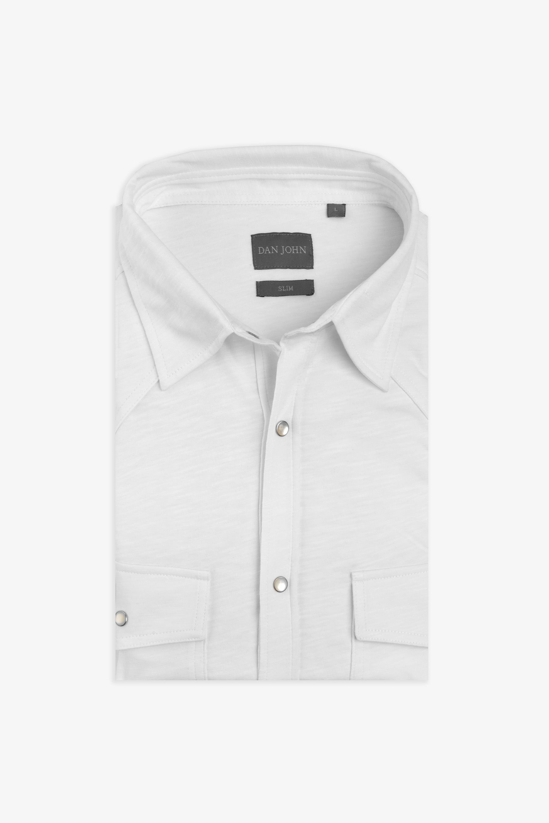 Camicia western jersey bianca slim-Dan John