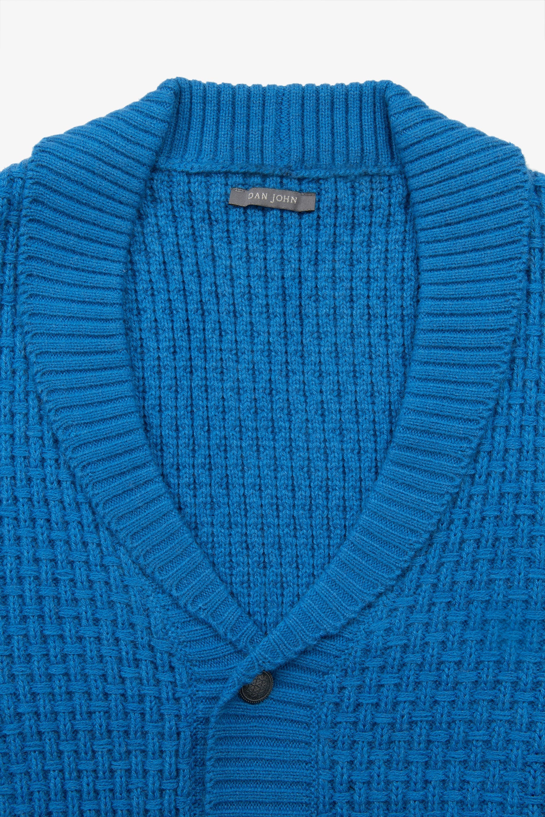 Cardigan collo sciallato punto canestro cobalto-Dan John