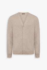 Cardigan scollo a v con bottoni beige-Dan John