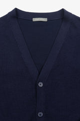 Cardigan scollo a v con bottoni blu-Dan John