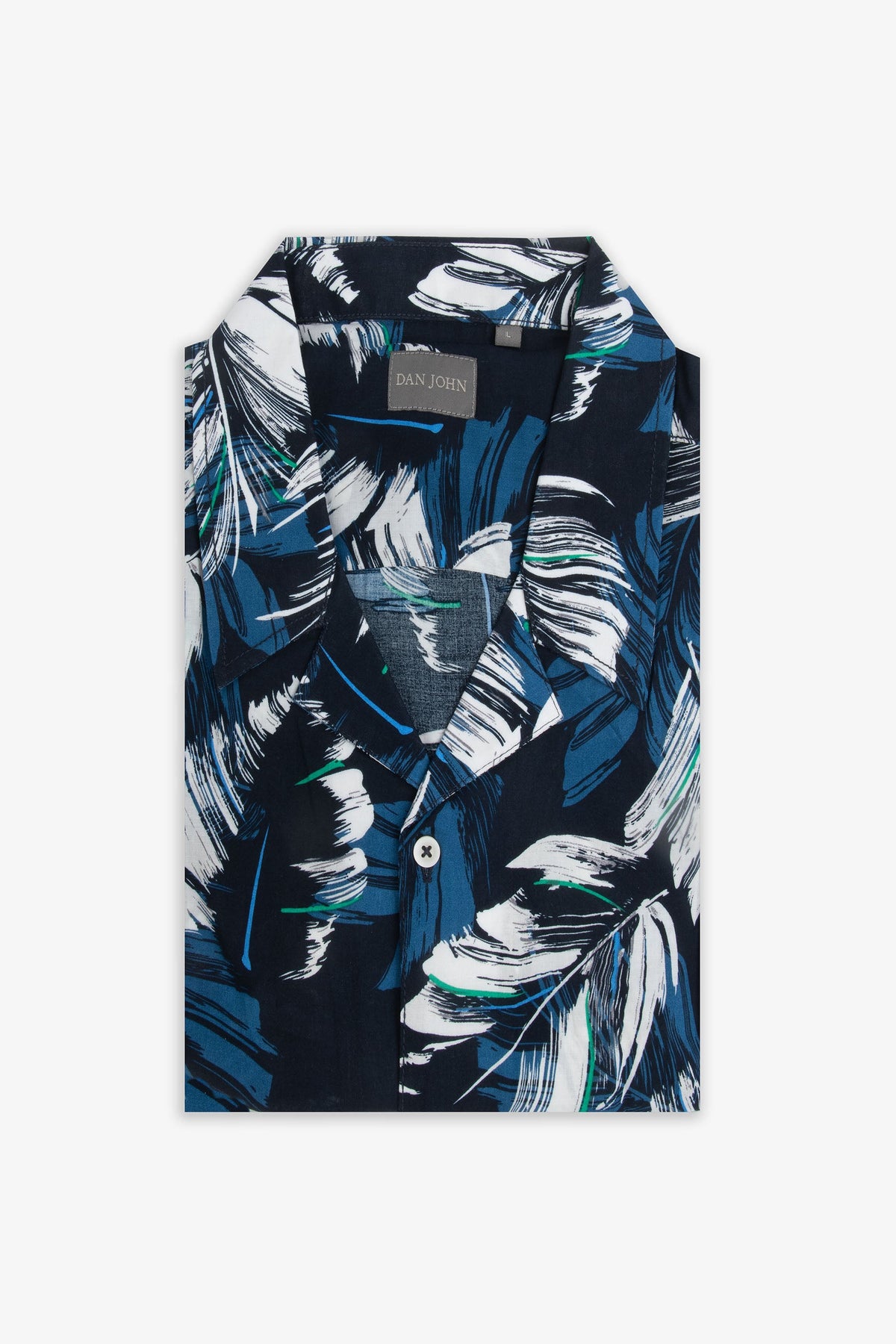 Hawaiian shirt with blue palm tree pattern