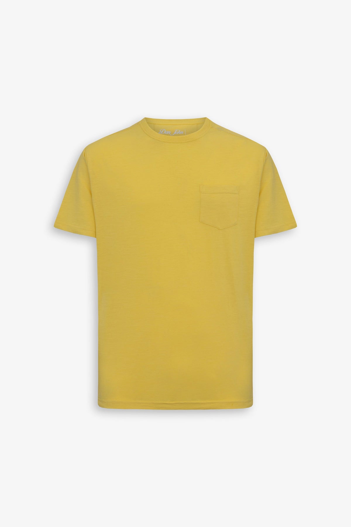 Yellow crew-neck T-shirt with pocket