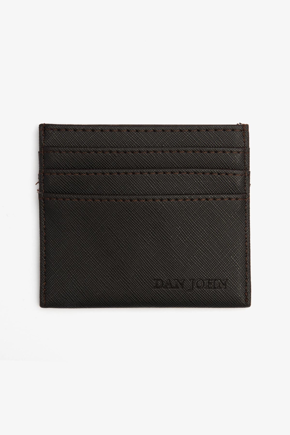 Brown saffiano card holder