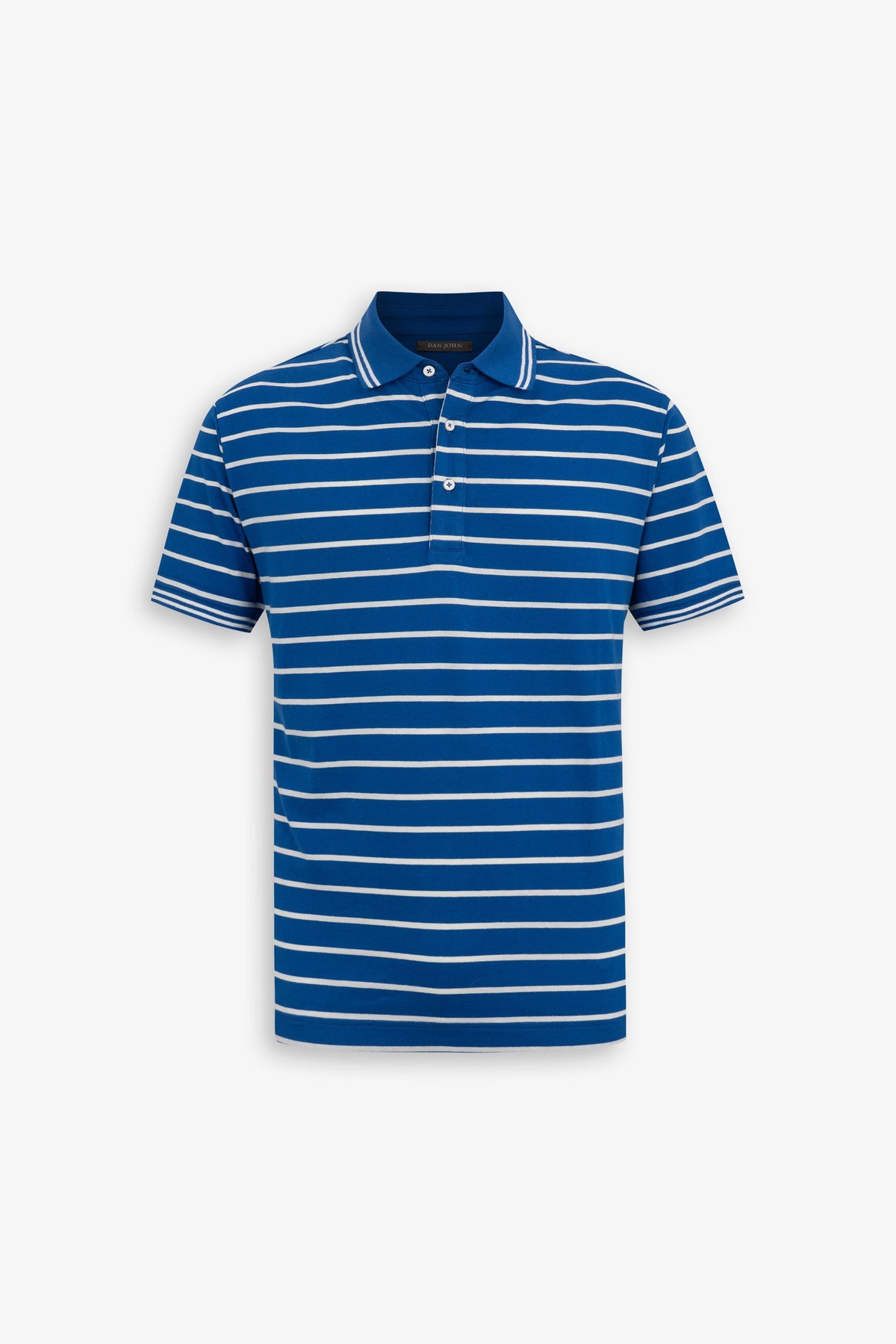 Striped polo shirt in royal jersey