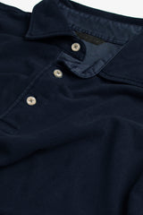Blue textured pique polo shirt