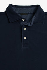 Blue textured pique polo shirt