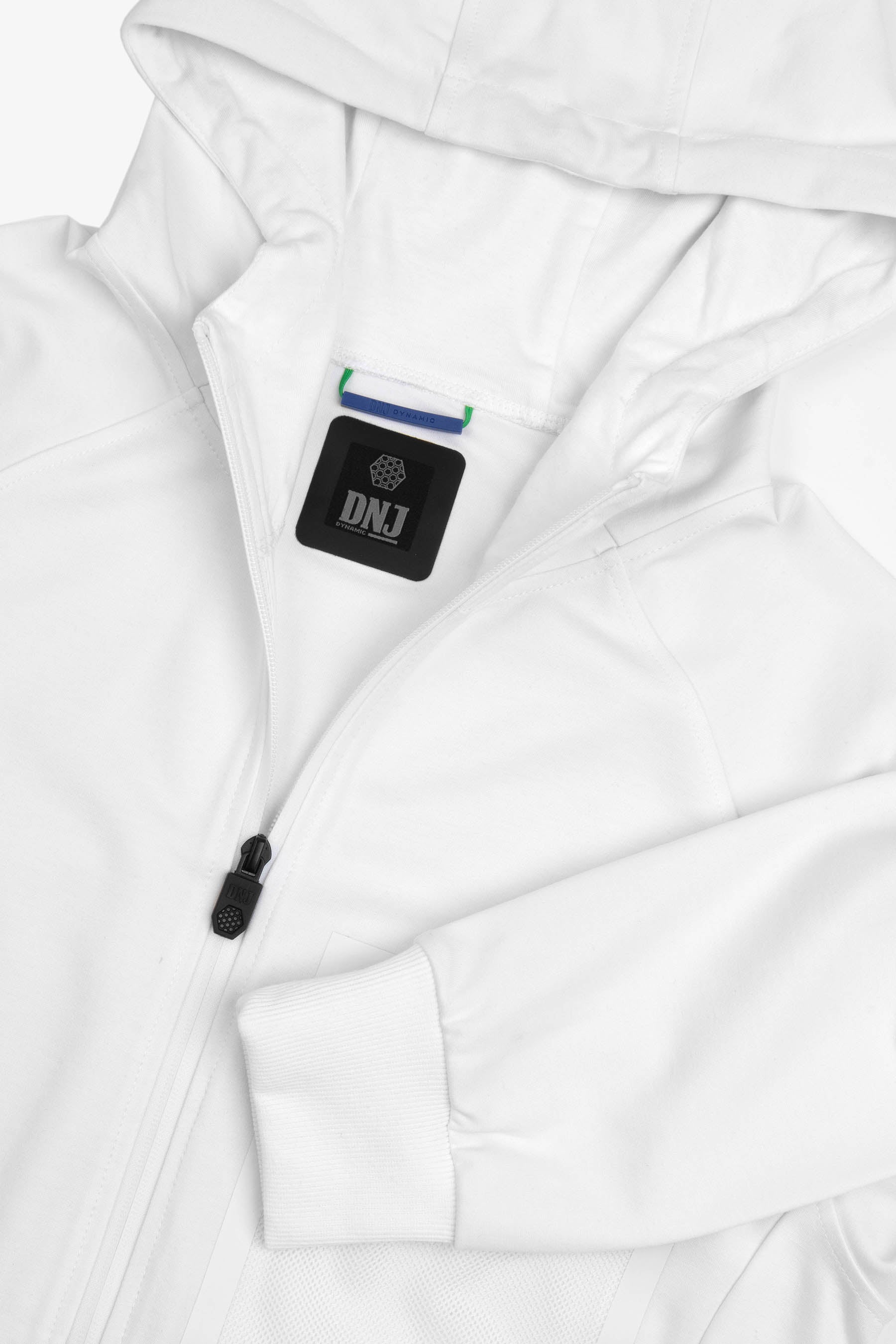 Felpa tecnica full zip con cappuccio DNJ bianca-Dan John