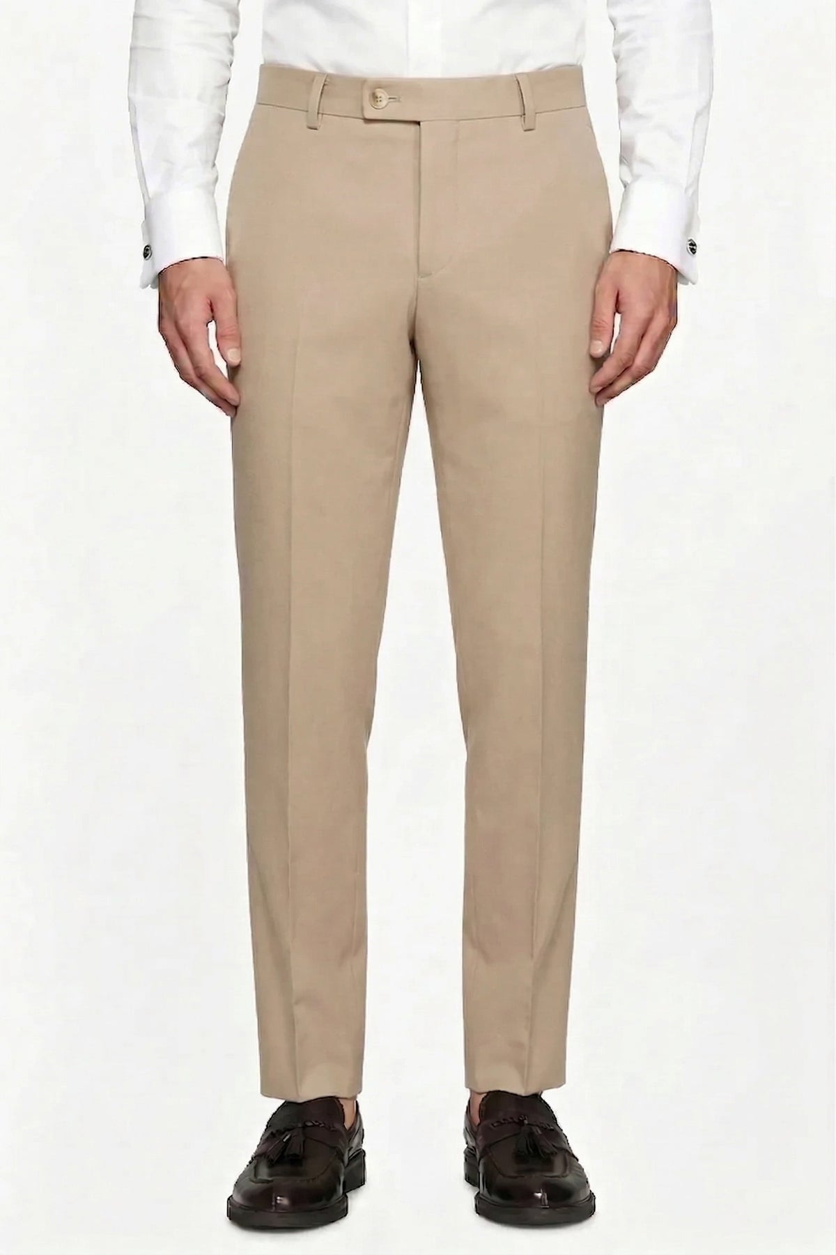 Pantaloni tela melange beige-Dan John