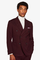 Giacca da abito doppiopetto in panno bordeaux slim-Dan John