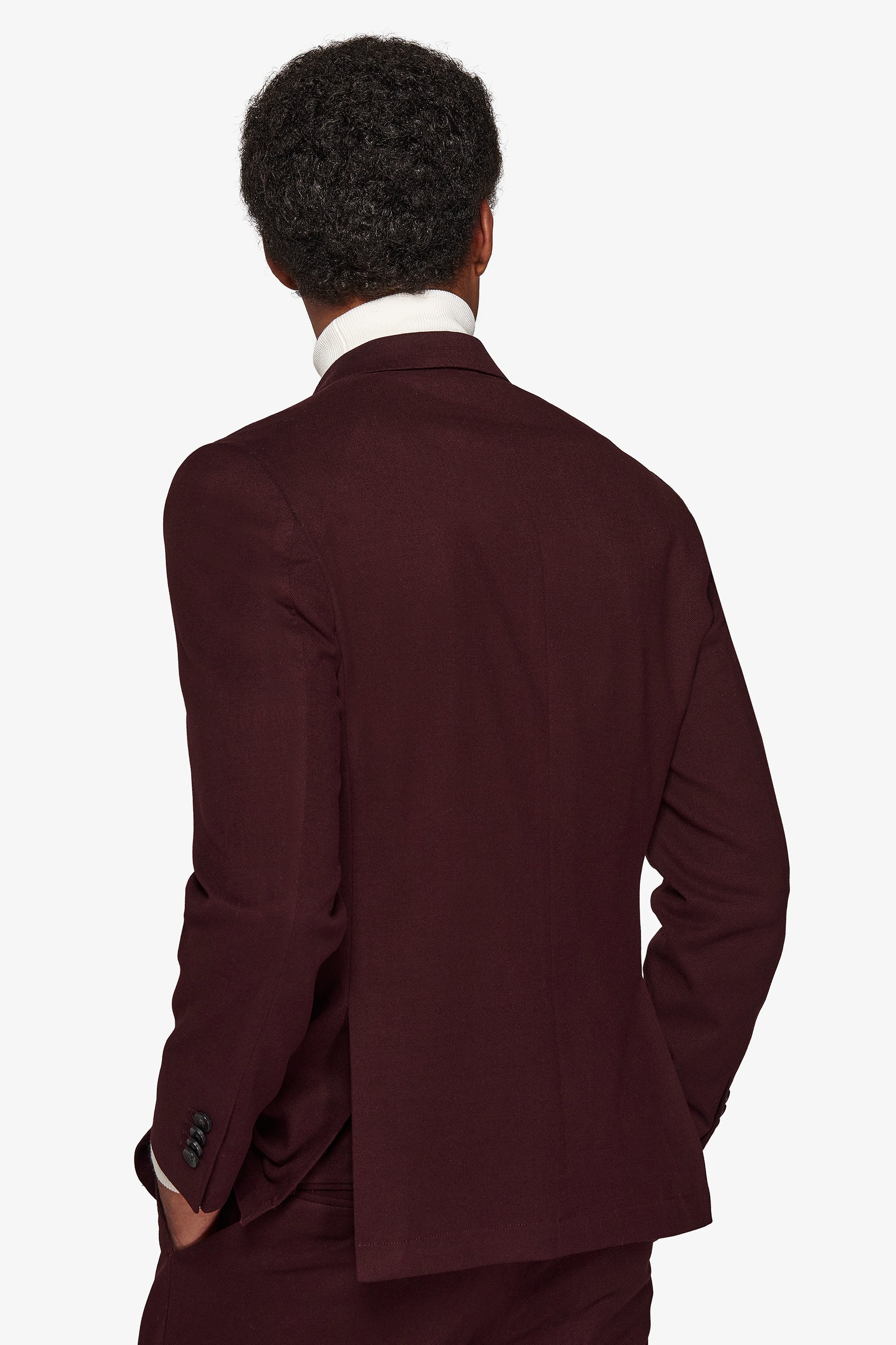 Giacca da abito doppiopetto in panno bordeaux slim-Dan John