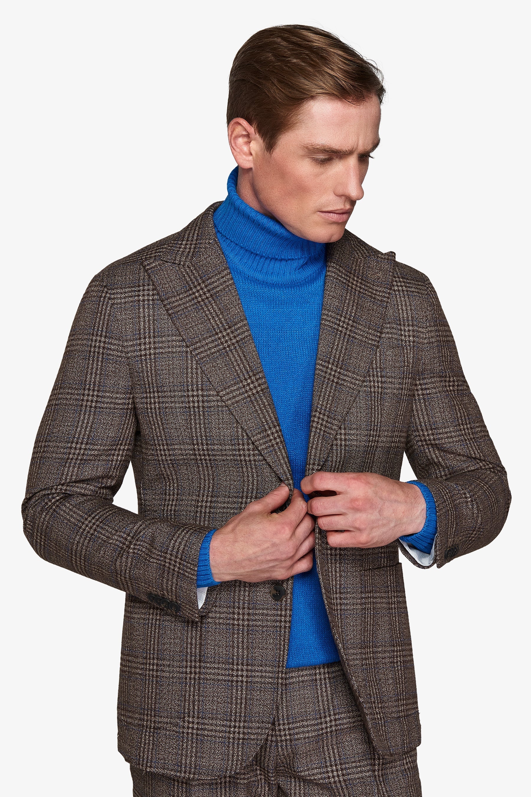 Giacca da abito fantasia overcheck castagna slim-Dan John