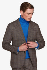 Giacca da abito fantasia overcheck castagna slim-Dan John