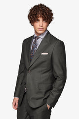 Giacca da abito micro armaturata verde slim-Dan John