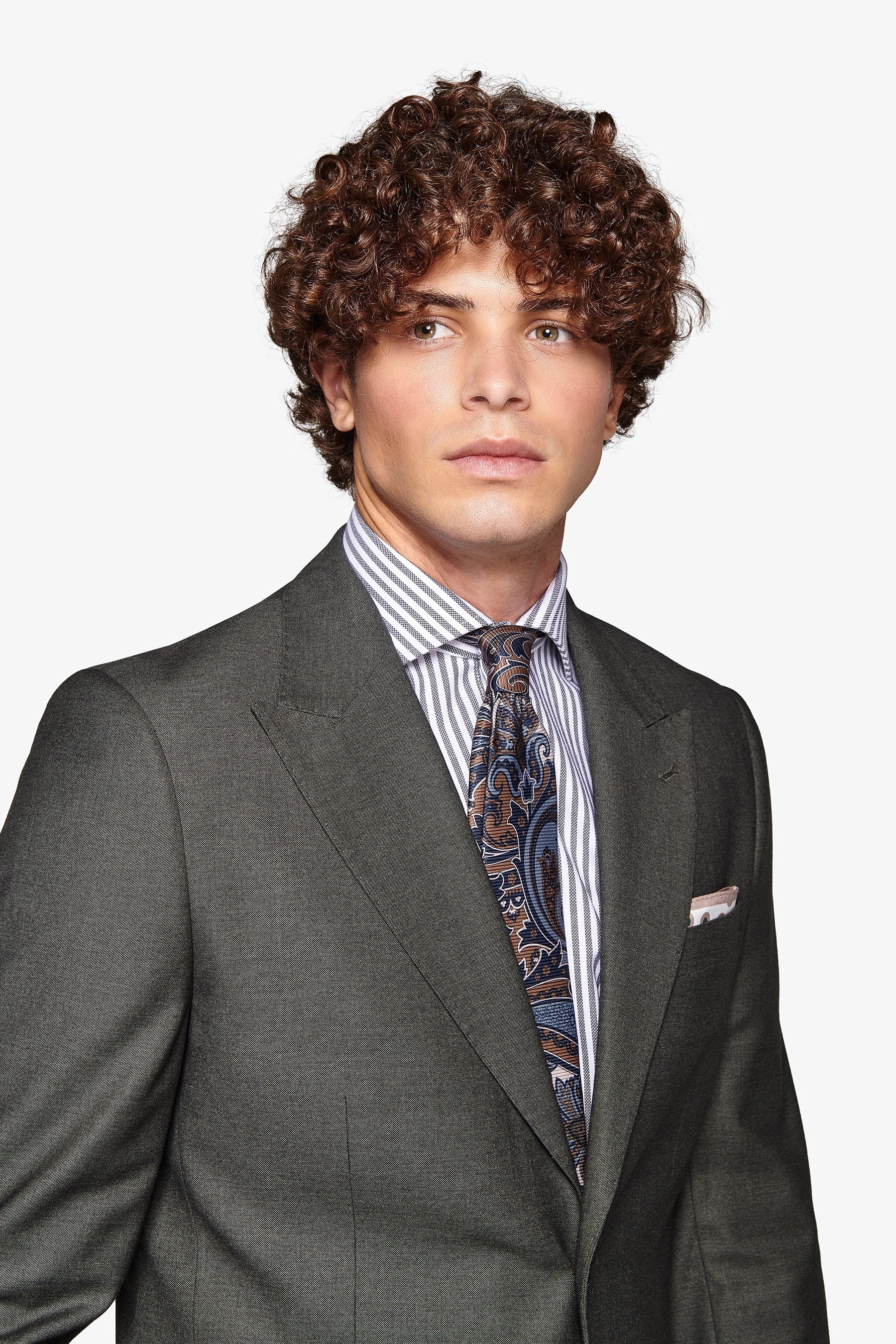 Giacca da abito micro armaturata verde slim-Dan John