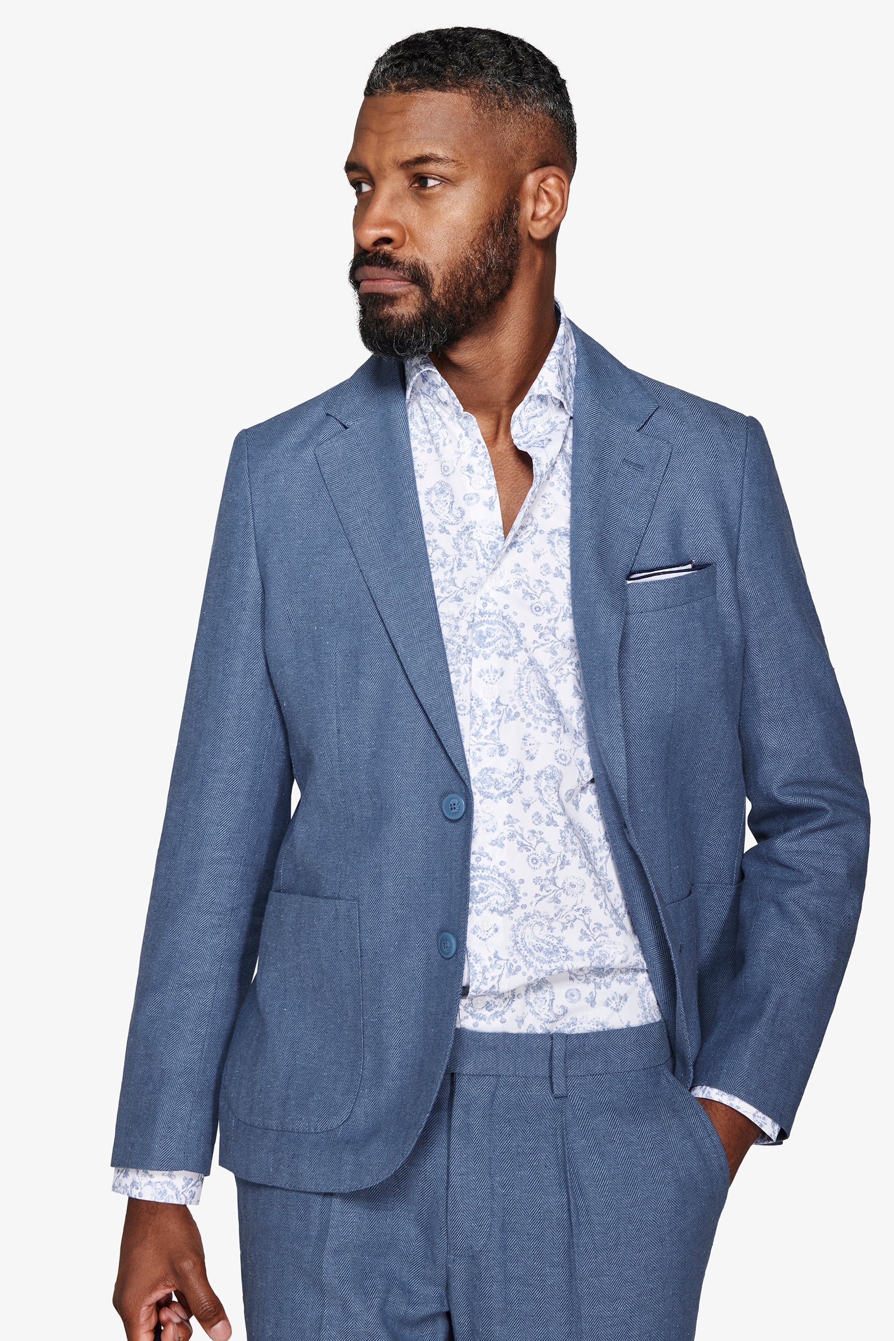 Giacca da abito misto lino Herringbone avion-Dan John