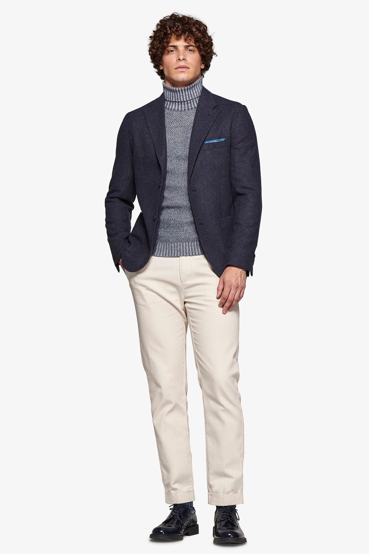 Giacca flanella melange blu-Dan John