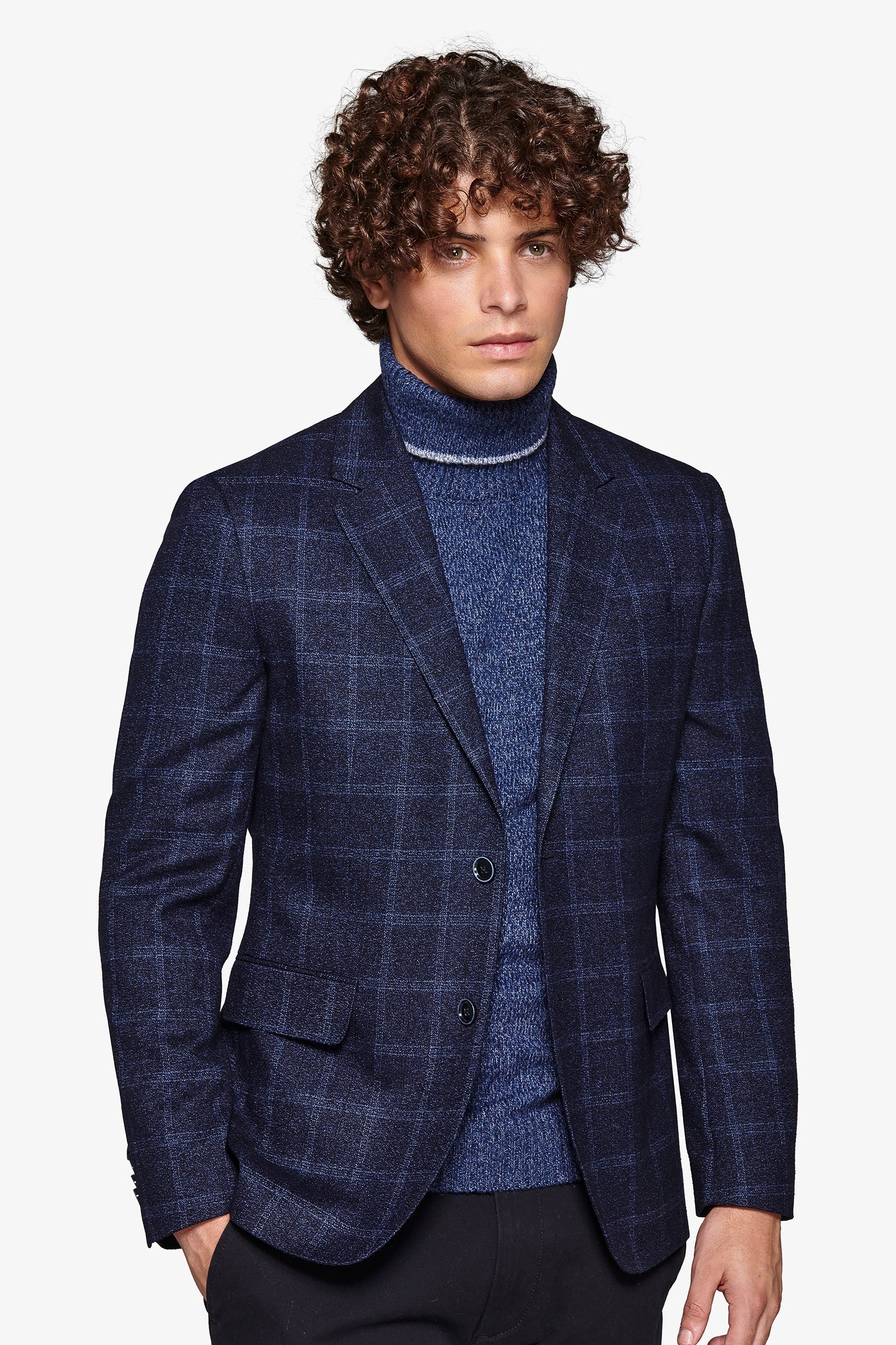 Giacca overcheck micro bouclè navy-Dan John
