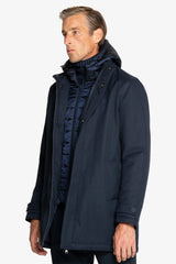 Long blue pea coat