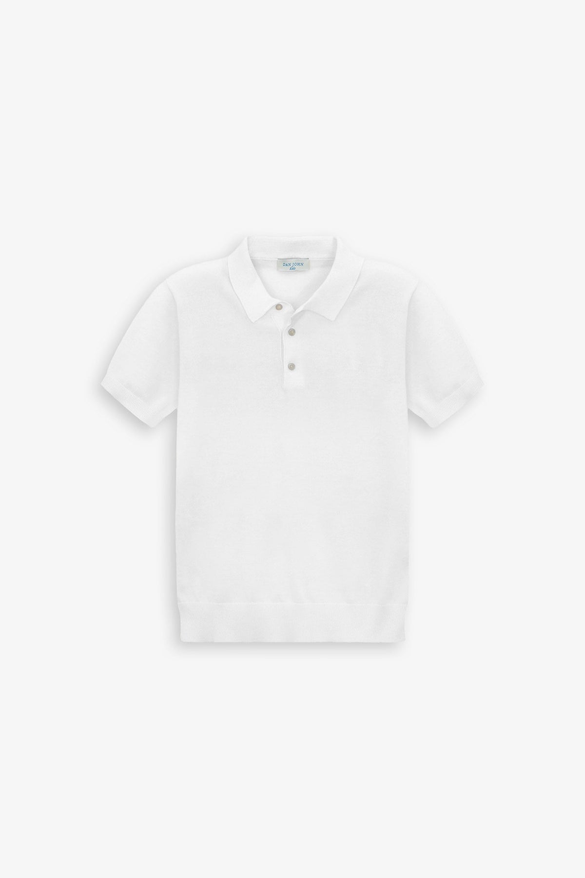 Kids' White Knit Polo Shirt