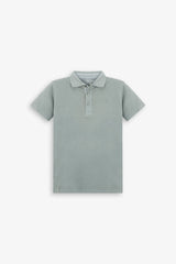 Kids' sage pique polo shirt