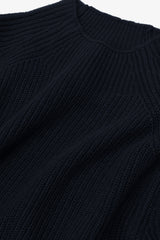 Maglia collo vulcano punto pannocchia blu-Dan John