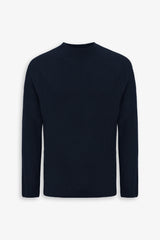Maglia collo vulcano punto pannocchia blu-Dan John