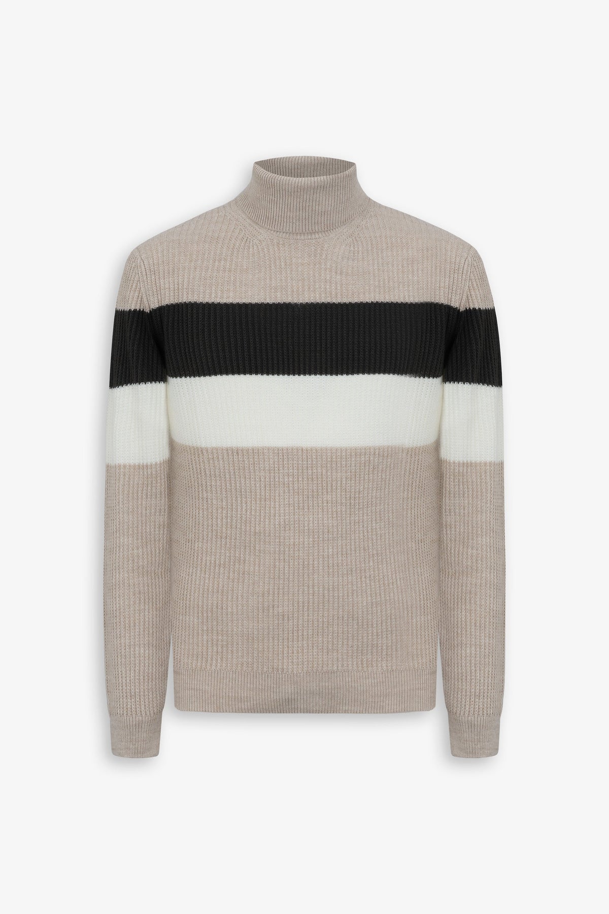 Maglia dolcevita a righe beige-Dan John