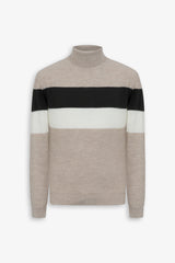 Maglia dolcevita a righe beige-Dan John