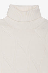 Maglia dolcevita a trecce panna-Dan John