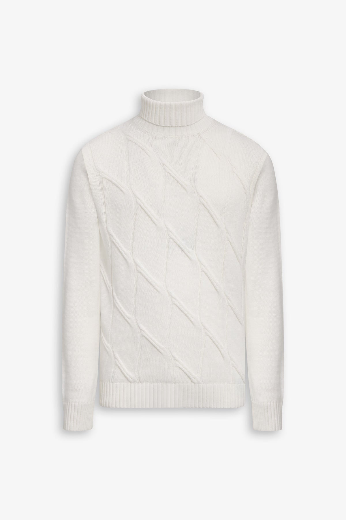 Maglia dolcevita a trecce panna-Dan John