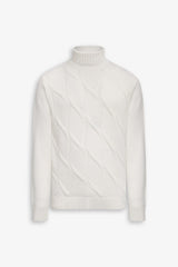Maglia dolcevita a trecce panna-Dan John