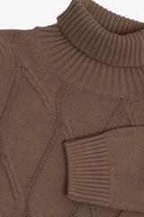 Maglia dolcevita a trecce tortora-Dan John