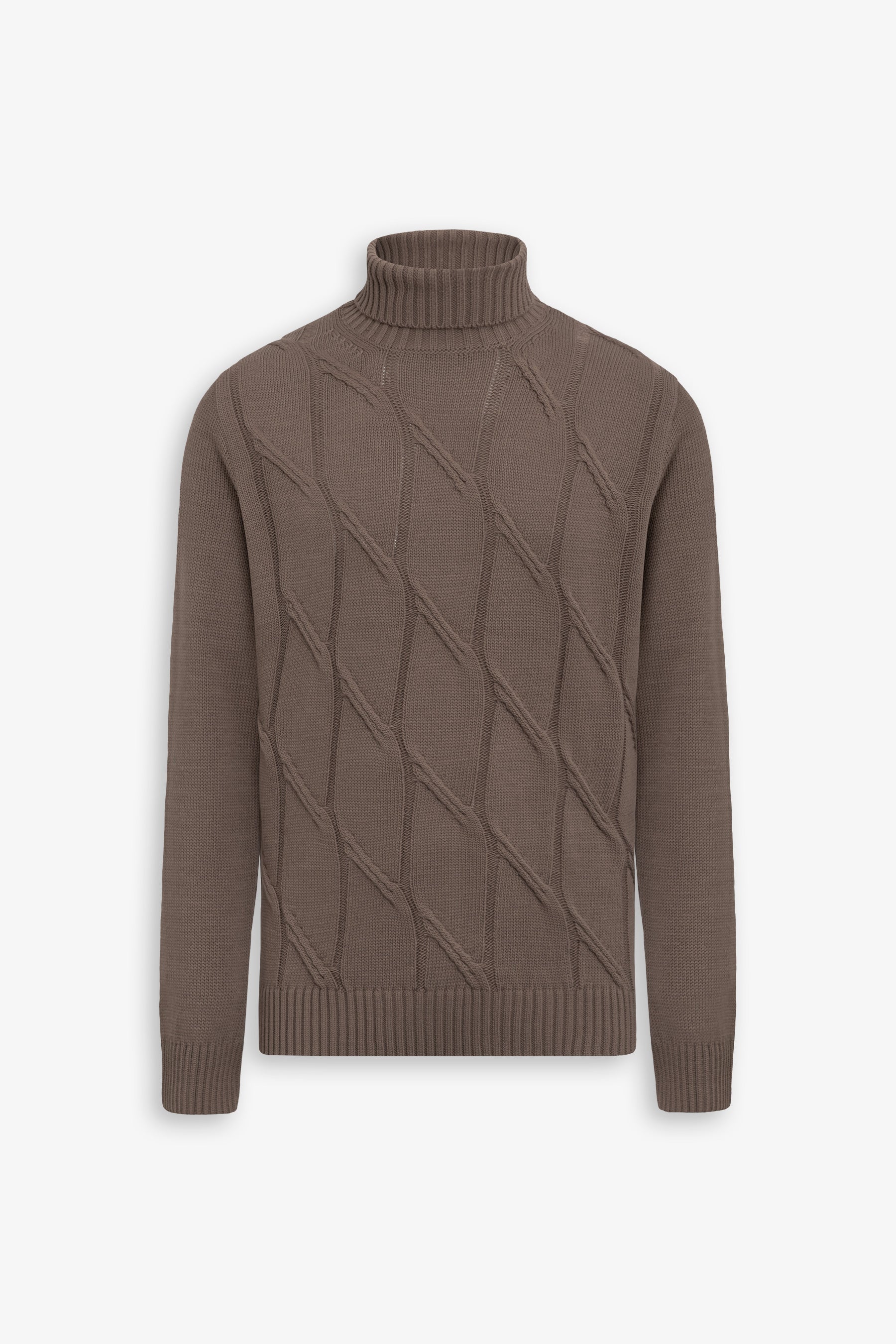 Maglia dolcevita a trecce tortora-Dan John