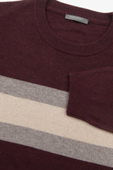 Maglia girocollo a righe piazzate bordeaux-Dan John