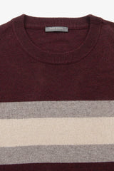 Maglia girocollo a righe piazzate bordeaux-Dan John