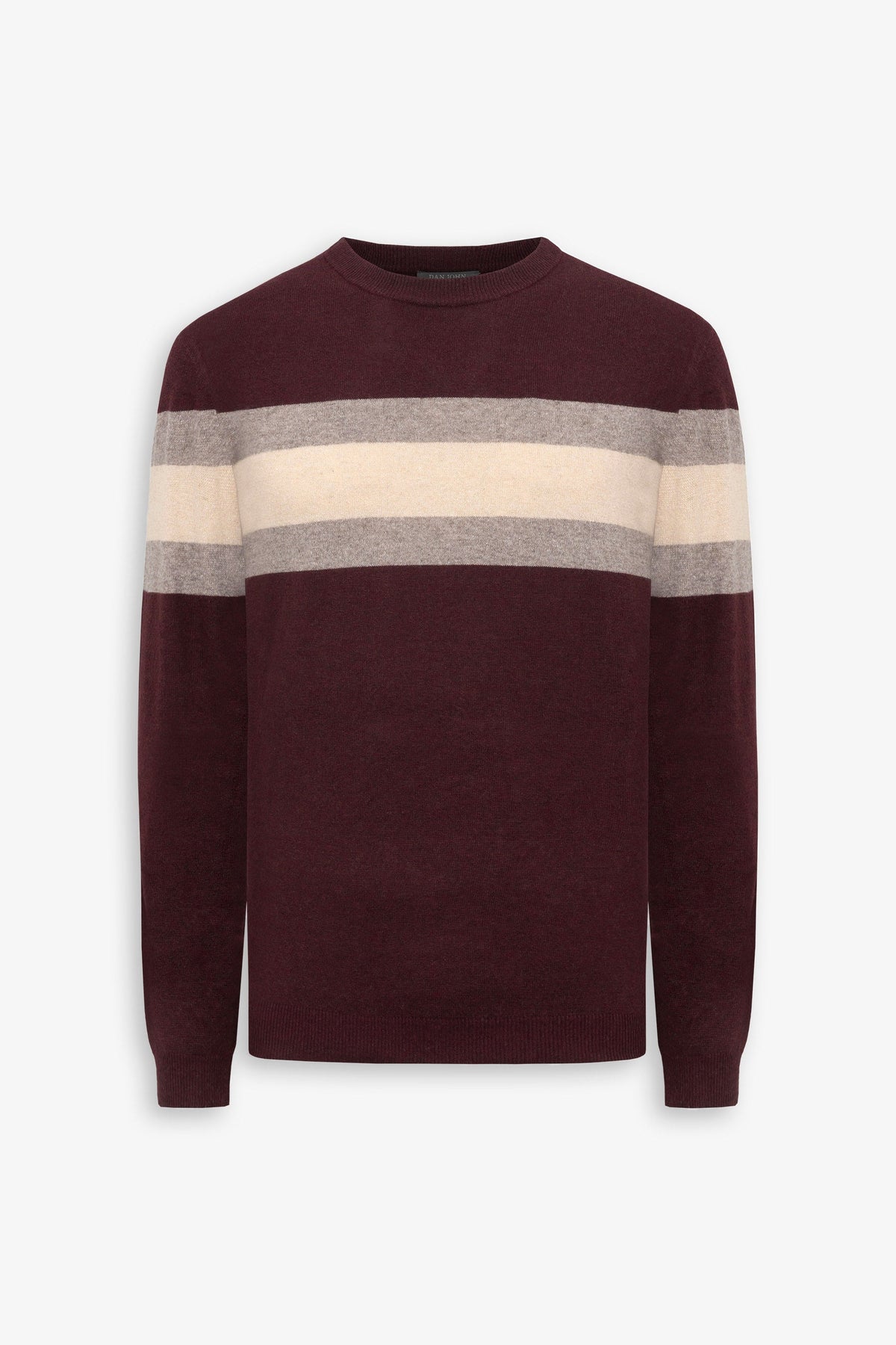 Maglia girocollo a righe piazzate bordeaux-Dan John