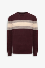 Maglia girocollo a righe piazzate bordeaux-Dan John