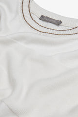 Maglia girocollo color block panna-Dan John
