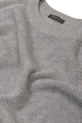 Maglia girocollo costina grigio chiaro-Dan John